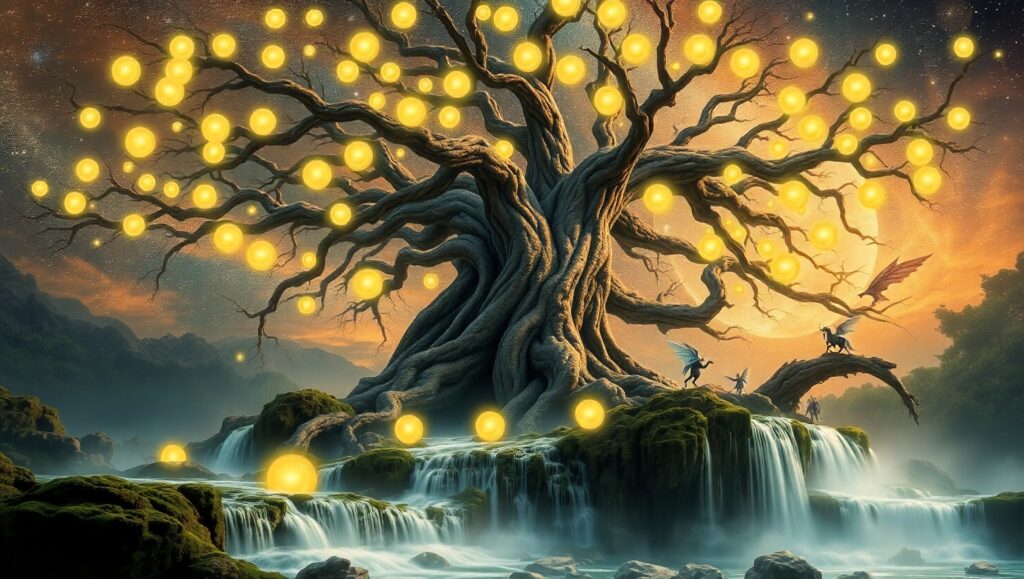 Mystical Tree Under Starry – free AI stock image
