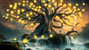 Mystical Tree Under Starry – free AI stock image