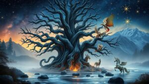 Mystical Tree Under Starry – free AI stock image
