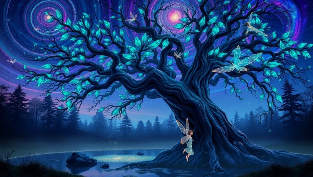 Mystical Twilight Forest Scene – free AI stock image