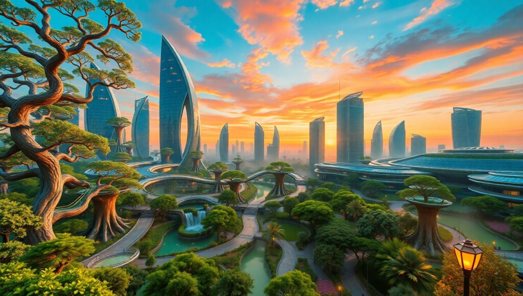 Nature-Infused Urban Landscapes – free AI stock image