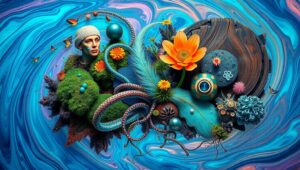 Nature Meets Tech: A Surreal Collage – free AI stock image