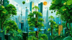Nature Meets Technology in Collage – free AI stock image