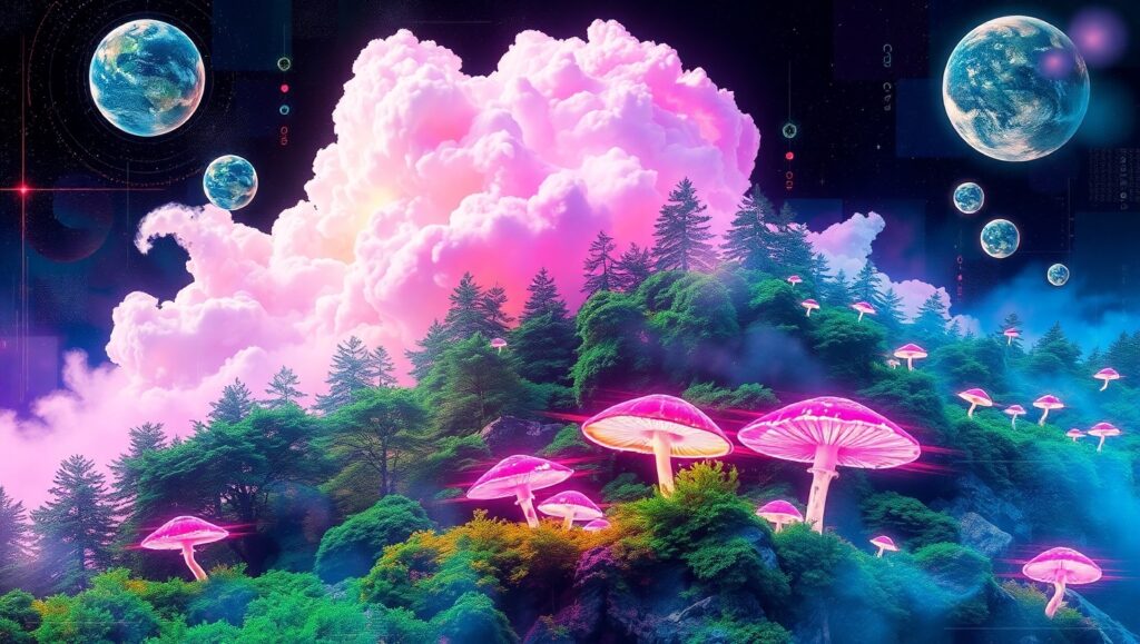 Nature Meets Technology in Surreal Collage – free AI stock image