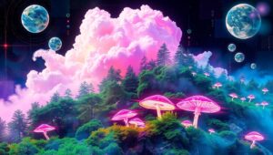 Nature Meets Technology in Surreal Collage – free AI stock image