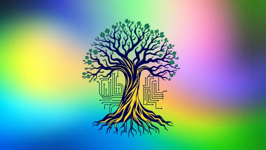 Nature Meets Technology Logo Design – free AI stock image
