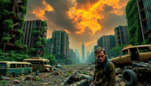 Nature Reclaims a Fallen City P8w – free AI stock image