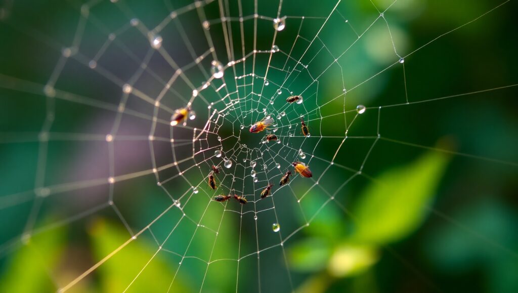 Nature’s Web of Dewy Delicacy – free AI stock image