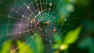Nature’s Web of Dewy Delicacy – free AI stock image