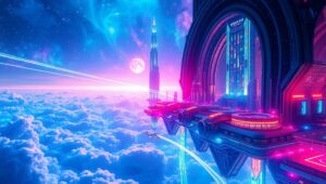 Nebula City in the Future – free AI stock image