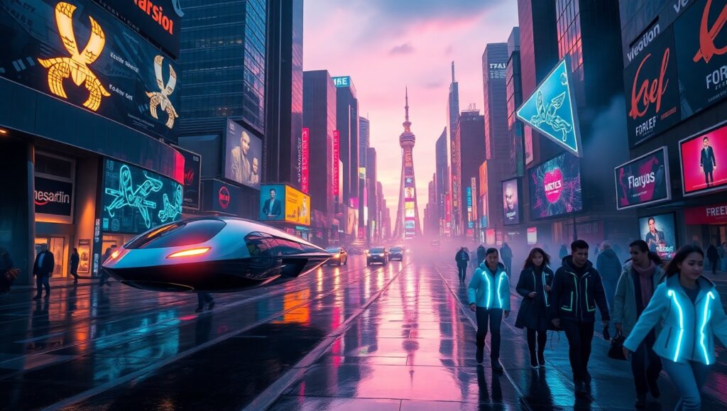 Neo-Metropolis at Dusk – free AI stock image