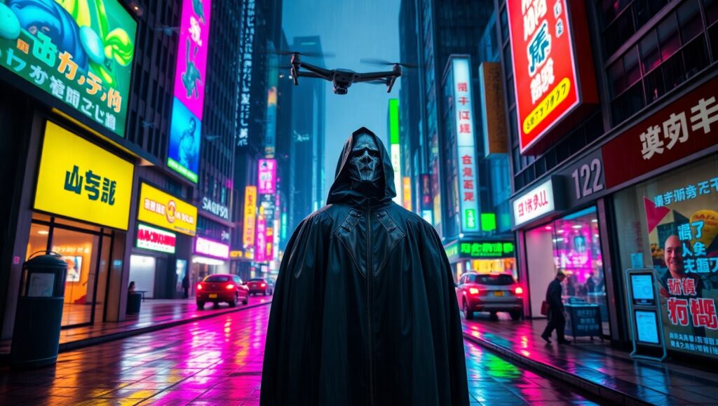 Neon Alley in Cyberpunk City – free AI stock image
