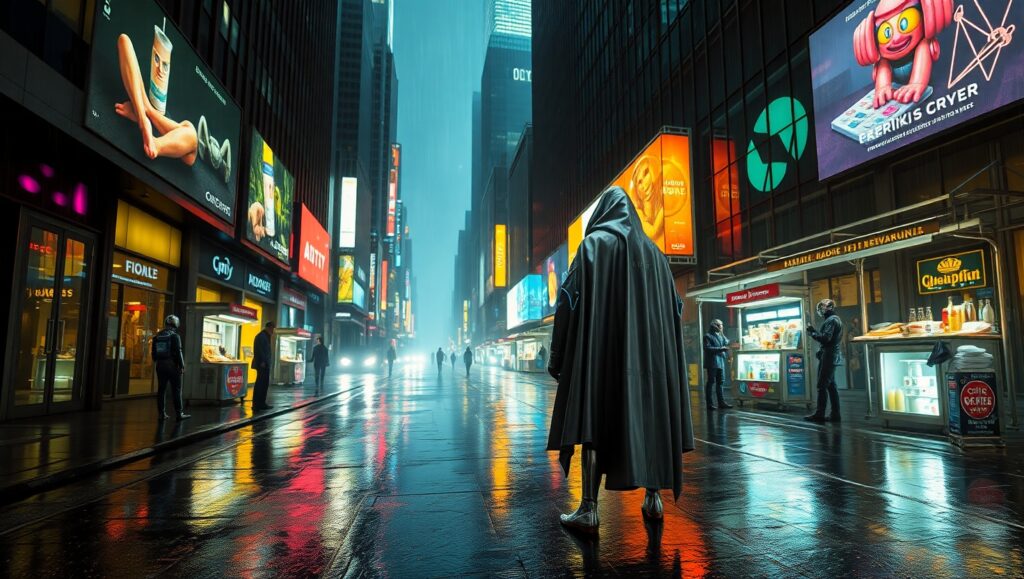 Neon Alleyway in Cyberpunk City – free AI stock image