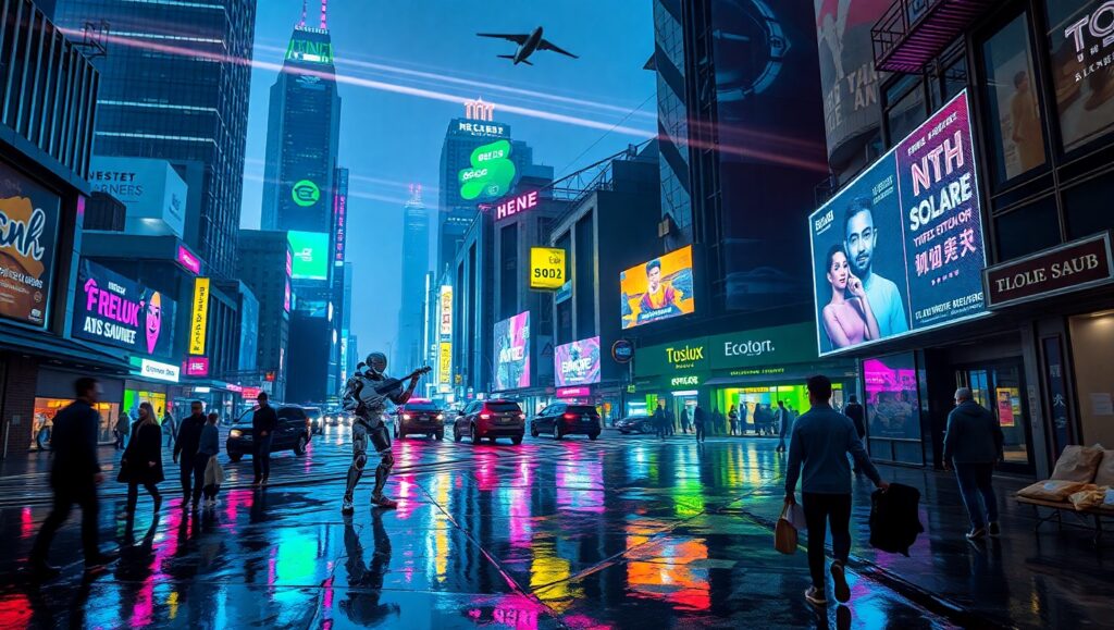 Neon City Serenade – free AI stock image