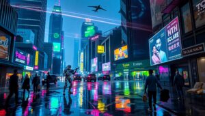 Neon City Serenade – free AI stock image
