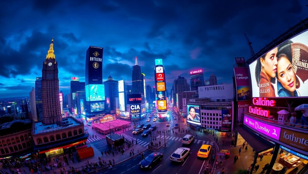 Neon Cityscape from Above – free AI stock image