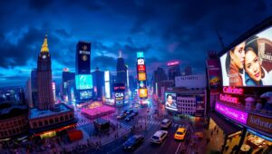 Neon Cityscape from Above – free AI stock image