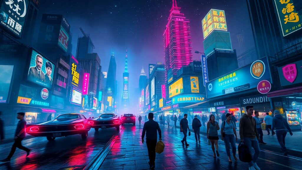 Neon Dreams: A Cyberpunk Cityscape – free AI stock image
