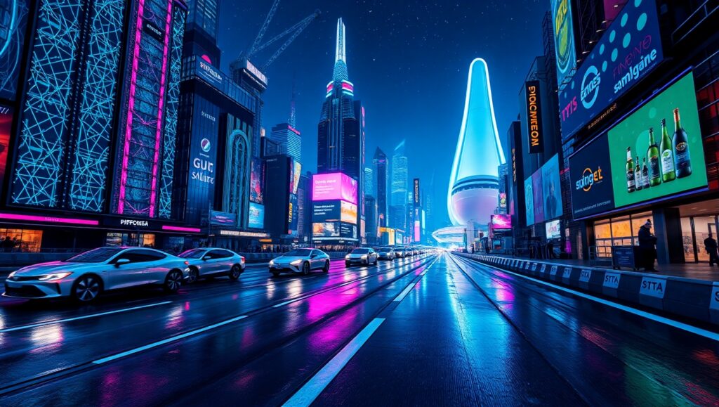 Neon Dreams: A Futuristic Cityscape – free AI stock image