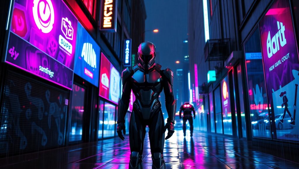 Neon Dreams in a Cyberpunk City – free AI stock image