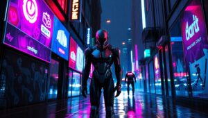 Neon Dreams in a Cyberpunk City – free AI stock image