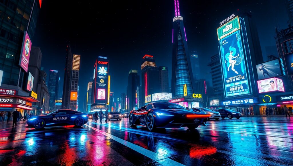 Neon Dreams in a Cyberpunk City 8sJ – free AI stock image
