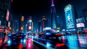 Neon Dreams in a Cyberpunk City 8sJ – free AI stock image