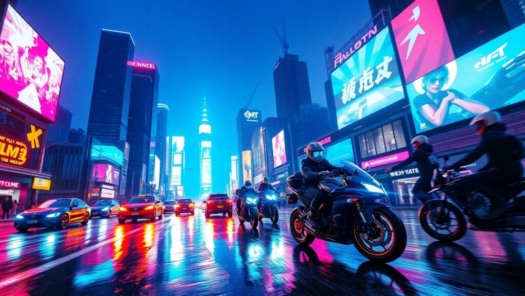 Neon Dreams in a Cyberpunk City J5l – free AI stock image