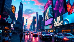 Neon Dreams in a Cyberpunk City – free AI stock image