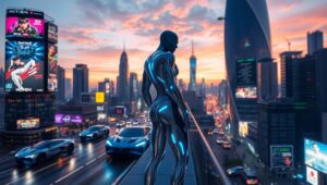 Neon Dreams in a Cyberpunk World – free AI stock image