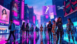 Neon Dreams in a Futuristic City – free AI stock image