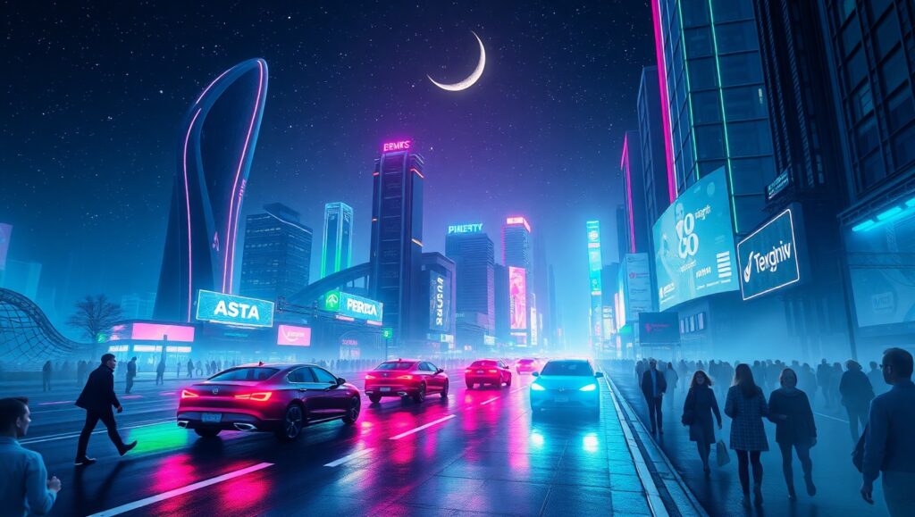 Neon Dreams in a Futuristic City 7XX – free AI stock image
