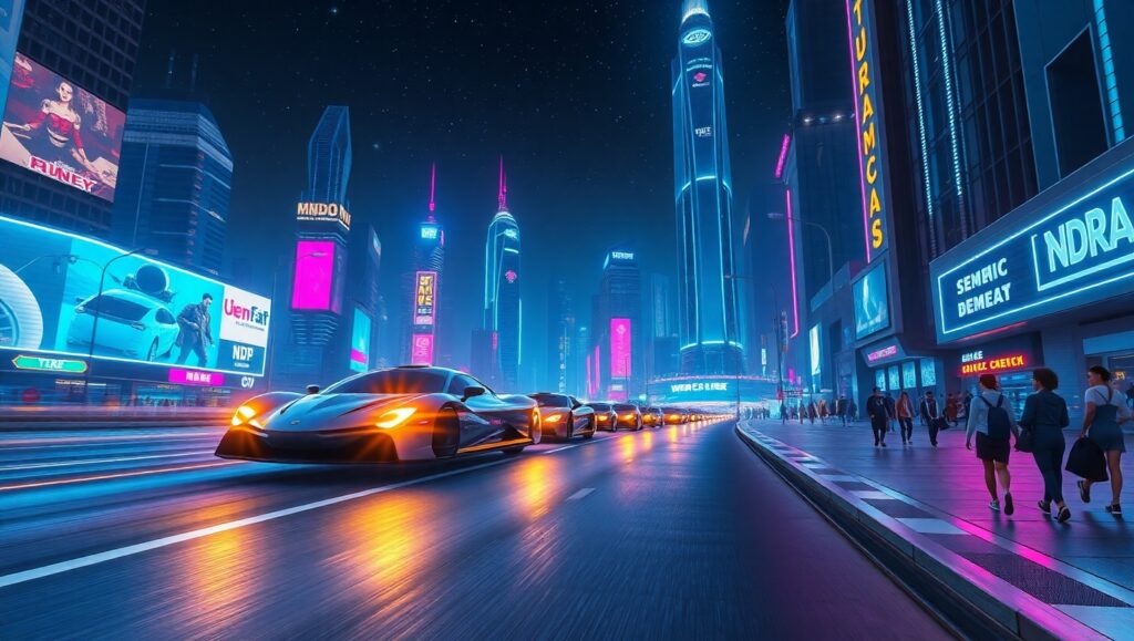 Neon Dreams in a Futuristic City d9i – free AI stock image
