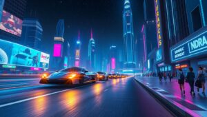 Neon Dreams in a Futuristic City d9i – free AI stock image