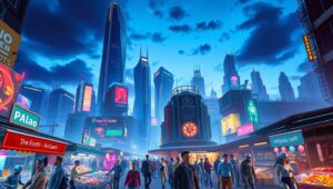Neon Dreams in a Futuristic City – free AI stock image