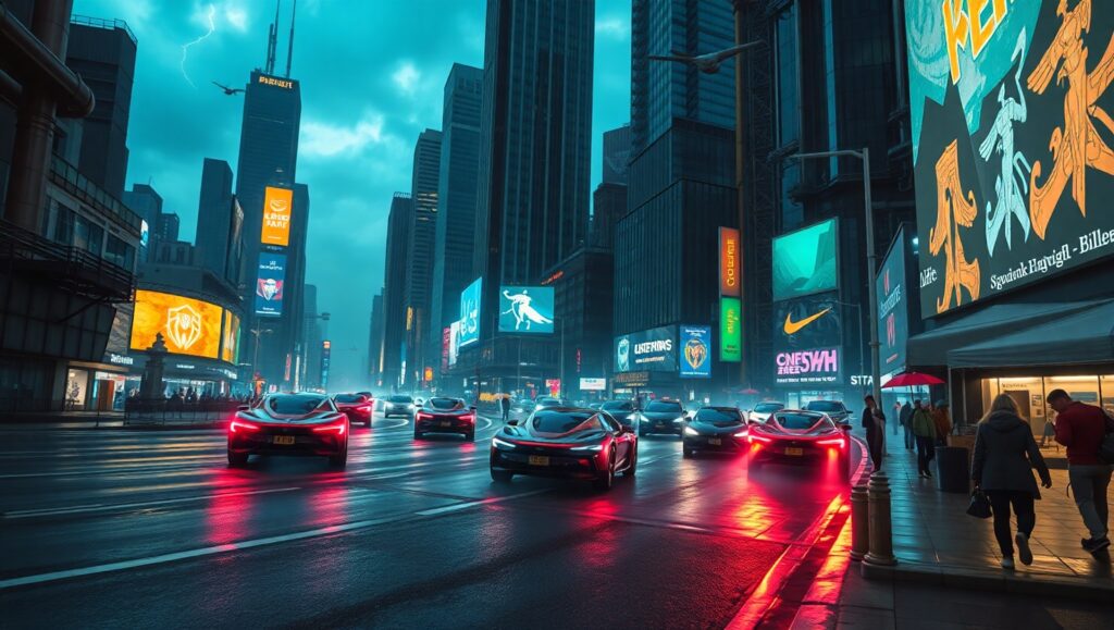 Neon Dreams in a Futuristic City – free AI stock image