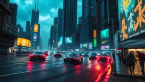 Neon Dreams in a Futuristic City – free AI stock image