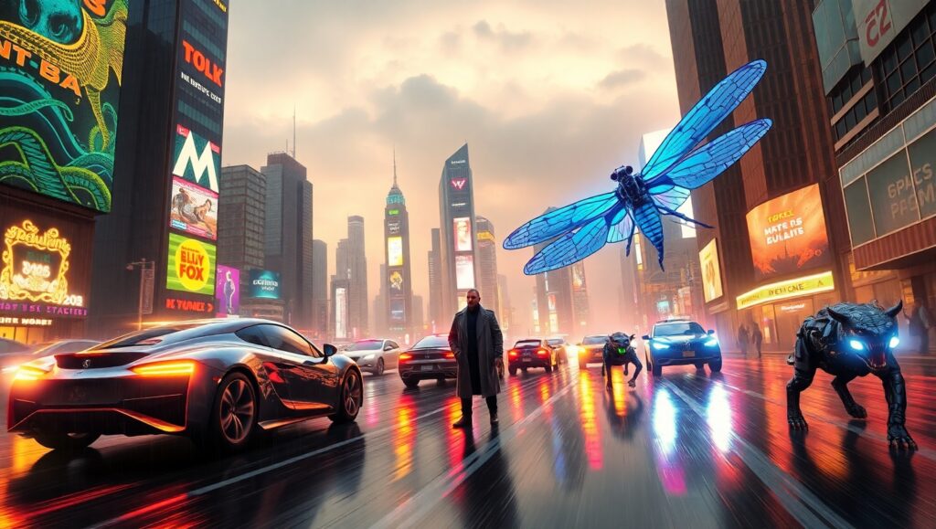 Neon Dreams in a Rainy City – free AI stock image