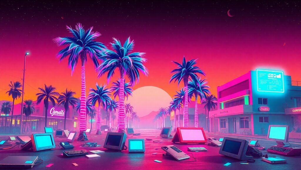 Neon Dreams in Urban Oasis – free AI stock image