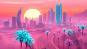 Neon Dreams in Vaporwave Aesthetic – free AI stock image