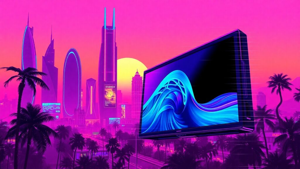 Neon Dreams in Vaporwave Aesthetic – free AI stock image