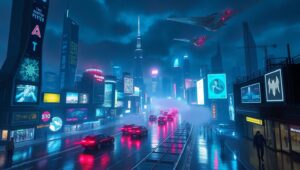 Neon Dreams of a Cyberpunk City y4G – free AI stock image