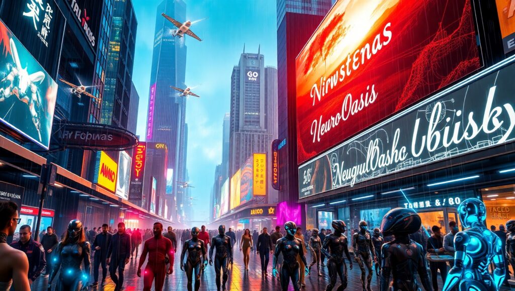 Neon Dreams of a Future City – free AI stock image