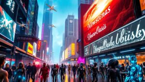 Neon Dreams of a Future City – free AI stock image