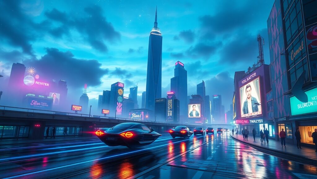Neon Dreams of a Futuristic City j7m – free AI stock image