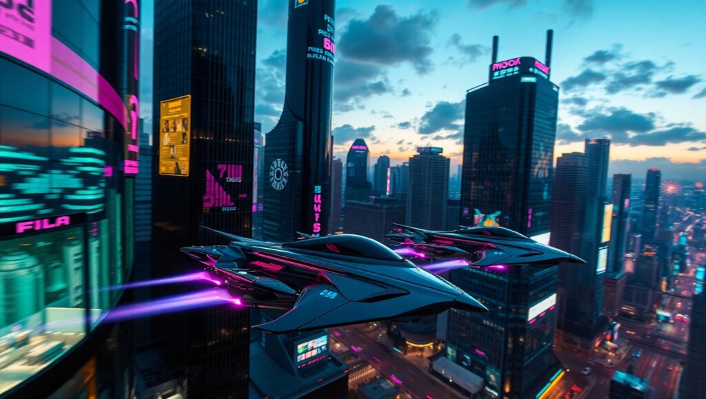 Neon Dreams of a Futuristic City – free AI stock image