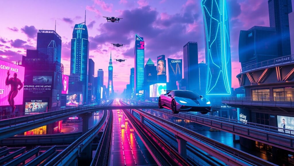 Neon Dreams of a Futuristic City s2u – free AI stock image