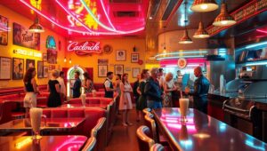 Neon Dreams of a Retro Diner – free AI stock image