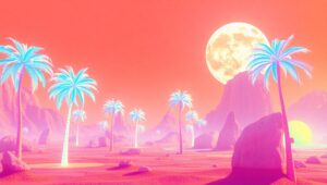 Neon Dreams of a Retro Future – free AI stock image