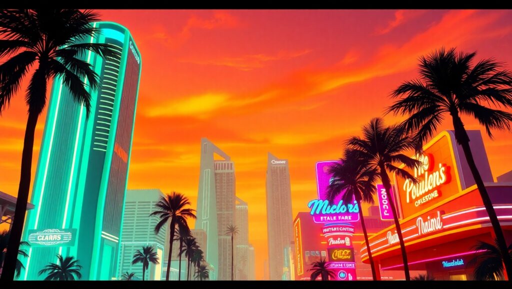 Neon Dreams of a Retro Future xe5 – free AI stock image